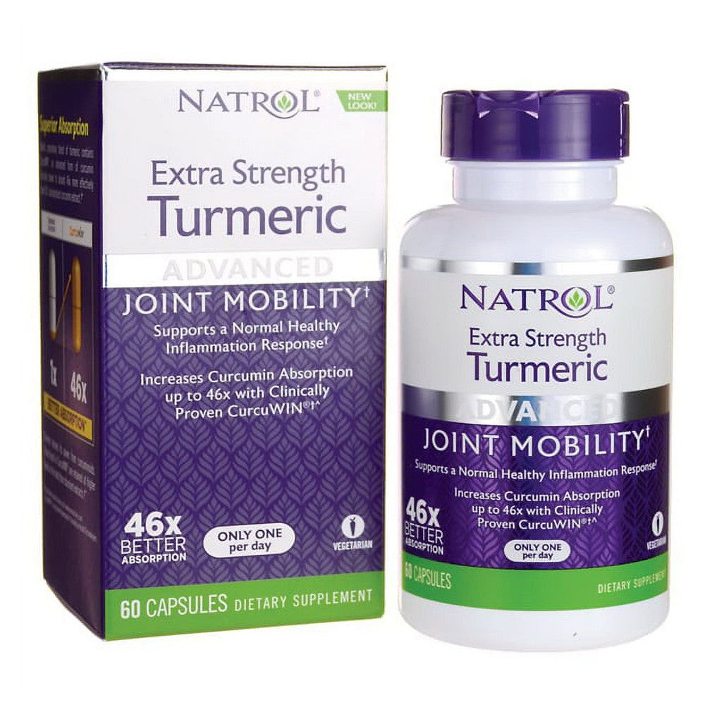 Natrol Extra Strength Turmeric Capsules Advanced Joint Mobility 60 Ea